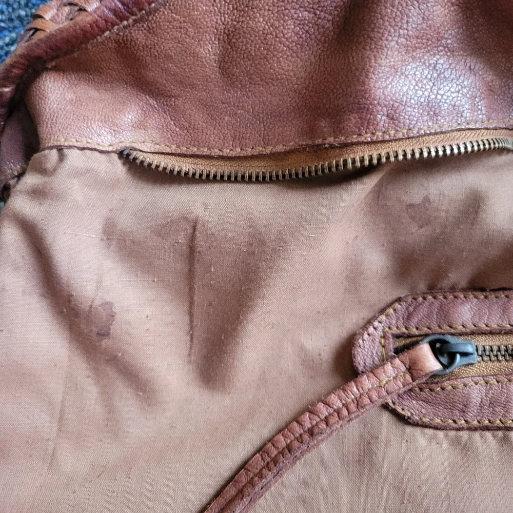 Platania Large Leather Brown Woven Tote Bag - Boho Chic! - Picture 13 of 15